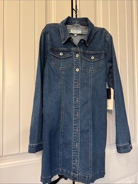RE Generation  Blue Denim Button-Front Jacket Dress